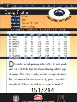 2002 Donruss - Stat Line Career #157 Doug Flutie Back