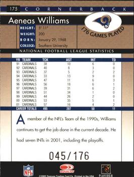 2002 Donruss - Stat Line Career #175 Aeneas Williams Back