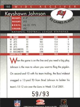 2002 Donruss - Stat Line Career #185 Keyshawn Johnson Back