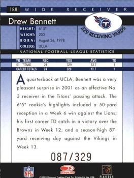 2002 Donruss - Stat Line Career #188 Drew Bennett Back