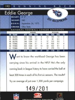 2002 Donruss - Stat Line Career #192 Eddie George Back