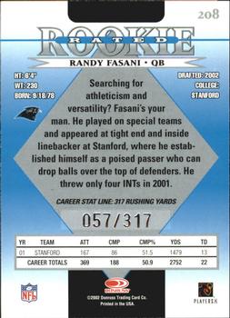 2002 Donruss - Stat Line Career #208 Randy Fasani Back