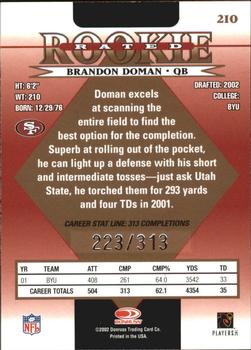 2002 Donruss - Stat Line Career #210 Brandon Doman Back