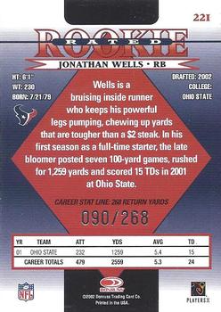 2002 Donruss - Stat Line Career #221 Jonathan Wells Back