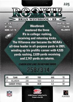 2002 Donruss - Stat Line Career #225 Brian Westbrook Back