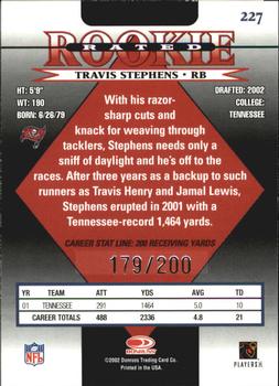 2002 Donruss - Stat Line Career #227 Travis Stephens Back