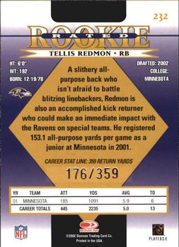 2002 Donruss - Stat Line Career #232 Tellis Redmon Back