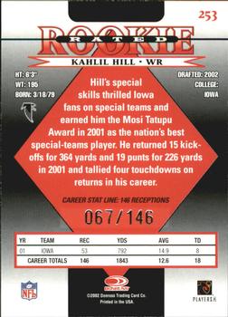 2002 Donruss - Stat Line Career #253 Kahlil Hill Back