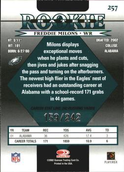 2002 Donruss - Stat Line Career #257 Freddie Milons Back