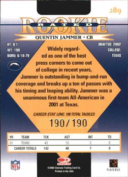 2002 Donruss - Stat Line Career #289 Quentin Jammer Back