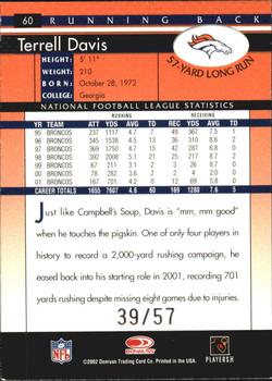 2002 Donruss - Stat Line Season #60 Terrell Davis Back
