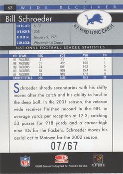 2002 Donruss - Stat Line Season #63 Bill Schroeder Back