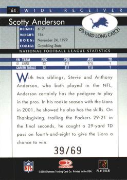 2002 Donruss - Stat Line Season #64 Scotty Anderson Back
