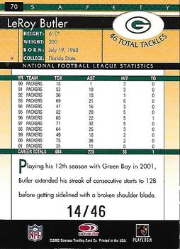 2002 Donruss - Stat Line Season #70 LeRoy Butler Back