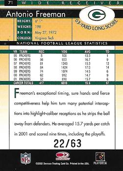 2002 Donruss - Stat Line Season #71 Antonio Freeman Back