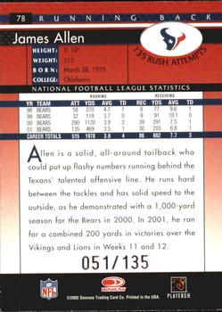 2002 Donruss - Stat Line Season #78 James Allen Back