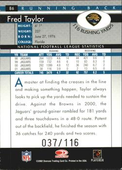 2002 Donruss - Stat Line Season #86 Fred Taylor Back