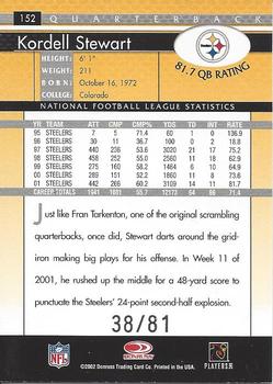 2002 Donruss - Stat Line Season #152 Kordell Stewart Back