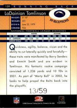 2002 Donruss - Stat Line Season #159 LaDainian Tomlinson Back