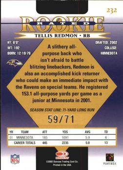 2002 Donruss - Stat Line Season #232 Tellis Redmon Back