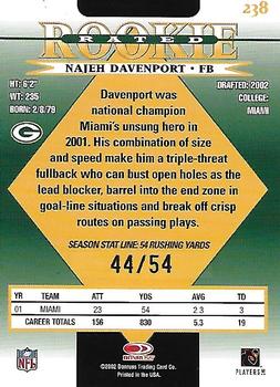 2002 Donruss - Stat Line Season #238 Najeh Davenport Back