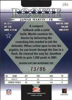 2002 Donruss - Stat Line Season #261 Jamar Martin Back