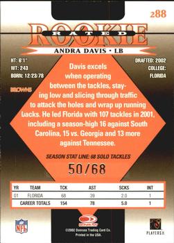 2002 Donruss - Stat Line Season #288 Andra Davis Back