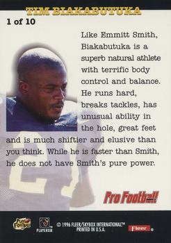 1996 Fleer - Rookie Write-Ups #1 Tim Biakabutuka Back