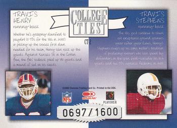 2002 Donruss Elite - College Ties #CT-2 Travis Henry / Travis Stephens Back