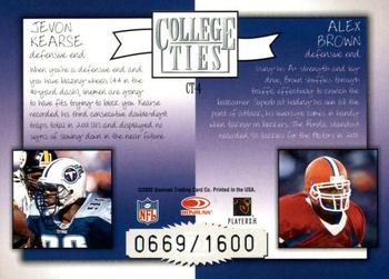 2002 Donruss Elite - College Ties #CT-4 Jevon Kearse / Alex Brown Back