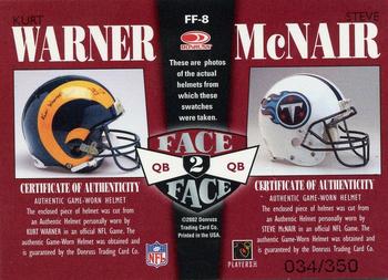 2002 Donruss Elite - Face to Face #FF-8 Steve McNair / Kurt Warner Back