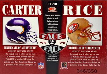 2002 Donruss Elite - Face to Face #FF-10 Cris Carter / Jerry Rice Back