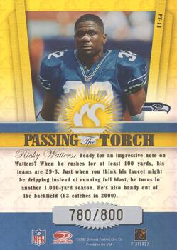 2002 Donruss Elite - Passing the Torch #PT-11 Ricky Watters Back