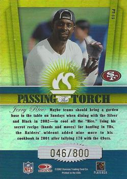 2002 Donruss Elite - Passing the Torch #PT-15 Jerry Rice Back