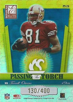 2002 Donruss Elite - Passing the Torch #PT-24 Jerry Rice / Terrell Owens Back
