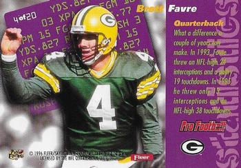 1996 Fleer - Statistically Speaking #4 Brett Favre Back