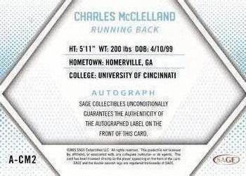 2023 SAGE HIT - Autographs Red (High Series) #A-CM2 Charles McClelland Back