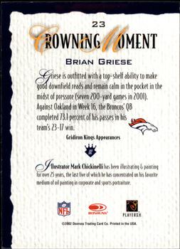 2002 Donruss Gridiron Kings - Bronze #23 Brian Griese Back