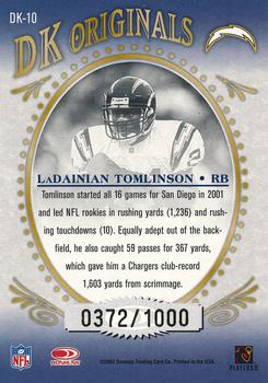 2002 Donruss Gridiron Kings - DK Originals #DK-10 LaDainian Tomlinson Back