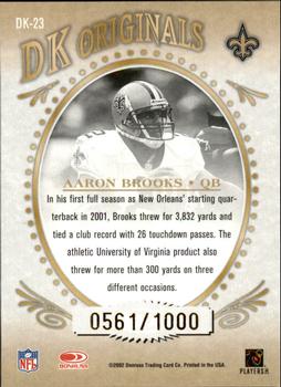 2002 Donruss Gridiron Kings - DK Originals #DK-23 Aaron Brooks Back