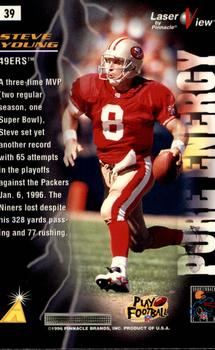 1996 Pinnacle Laser View #39 Steve Young Back