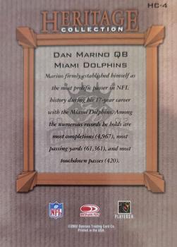 2002 Donruss Gridiron Kings - Heritage Collection #HC-4 Dan Marino Back