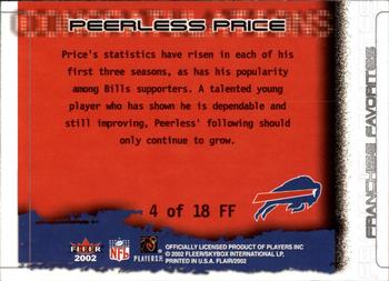 2002 Flair - Franchise Favorites #4 FF Peerless Price Back