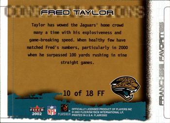 2002 Flair - Franchise Favorites #10 FF Fred Taylor Back
