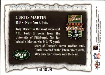 2002 Flair - Jersey Heights #9 JH Curtis Martin Back