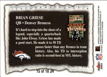 2002 Flair - Jersey Heights #15 JH Brian Griese Back