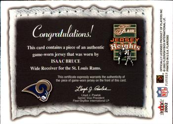 2002 Flair - Jersey Heights Jerseys #NNO Isaac Bruce Back