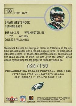 2002 Fleer Authentix - Front Row #133 Brian Westbrook Back