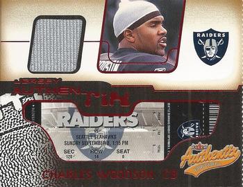 2002 Fleer Authentix - Jersey Authentix Ripped #JA-CW Charles Woodson Front