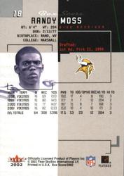 2002 Fleer Box Score - Classic Miniatures #18 Randy Moss Back